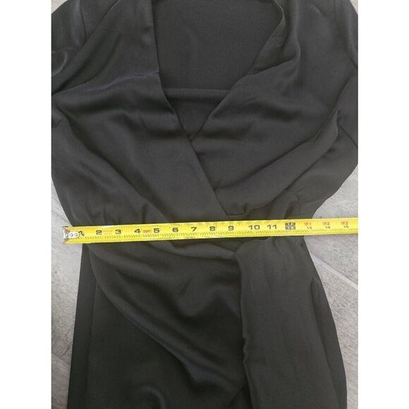 Women's Never Fully Dressed Black Vienna Satin Wrap Dress Size Medium Long Sleev - Picture 8 of 10